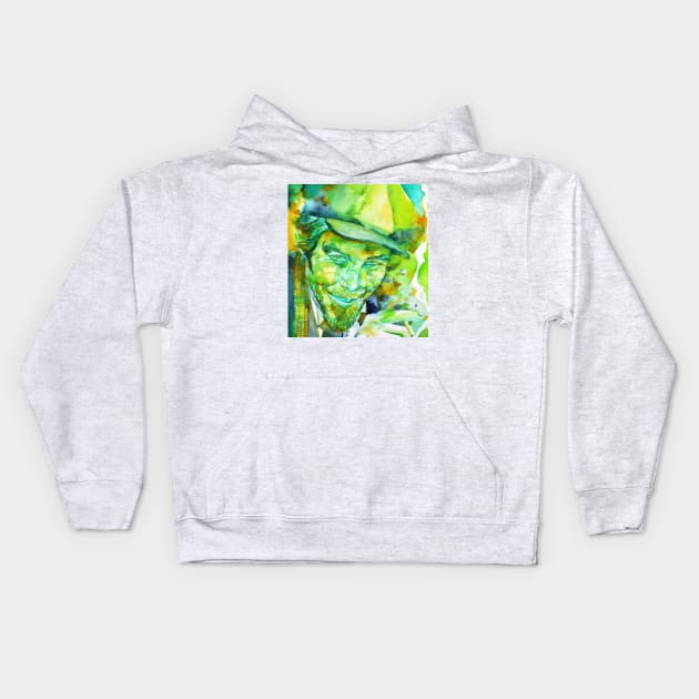 TOM WAITS watercolor portrait .1 Kids Hoodie by lautir